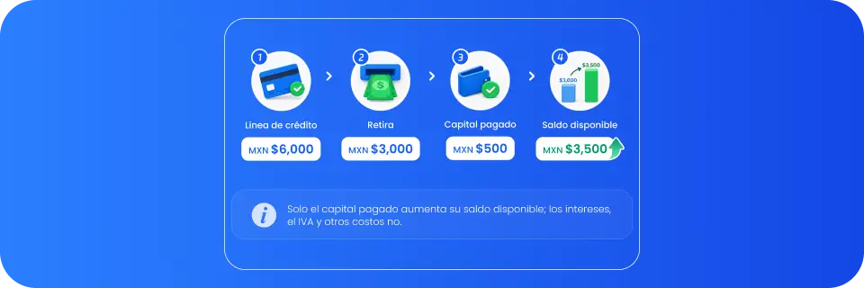 Ejemplo de cómo el capital pagado vuelve al saldo disponible